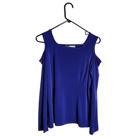 Vintage Simonton Says Womens Top Medium Blue Polyester/Spandex - Picture 1 of 4